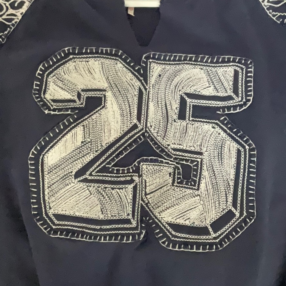 Navy Blue Top with White Embroidered 25